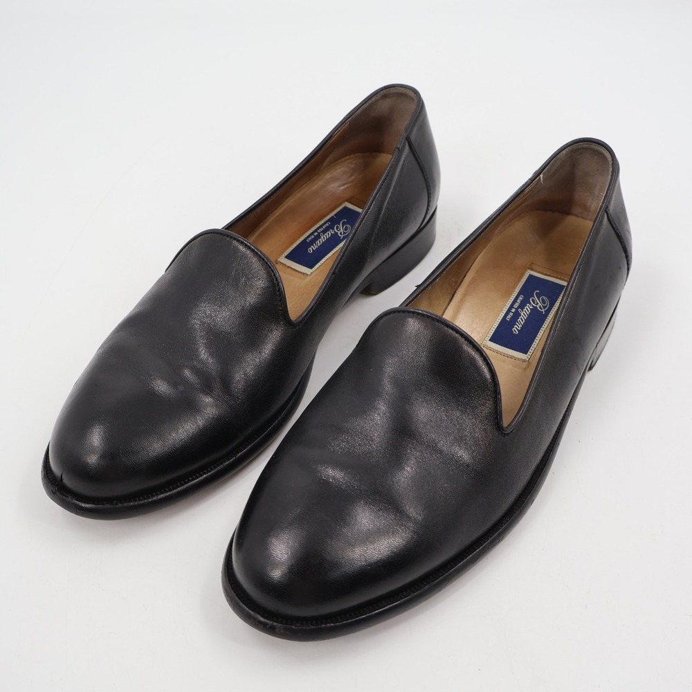Bragano Loafers Mens 10 Black Italian Leather Venetian Slip On Dress Shoes 06089